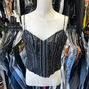 Vintage 90s Jessica McClintock Jacquard boned bustier